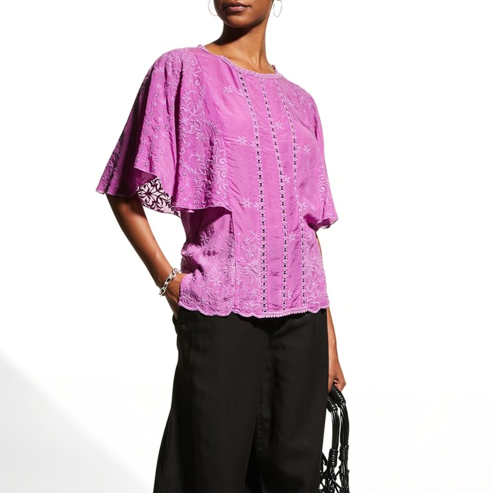 Johnny Was Sunflower Alta Flutter-Sleeve Top - Picture 3 of 4